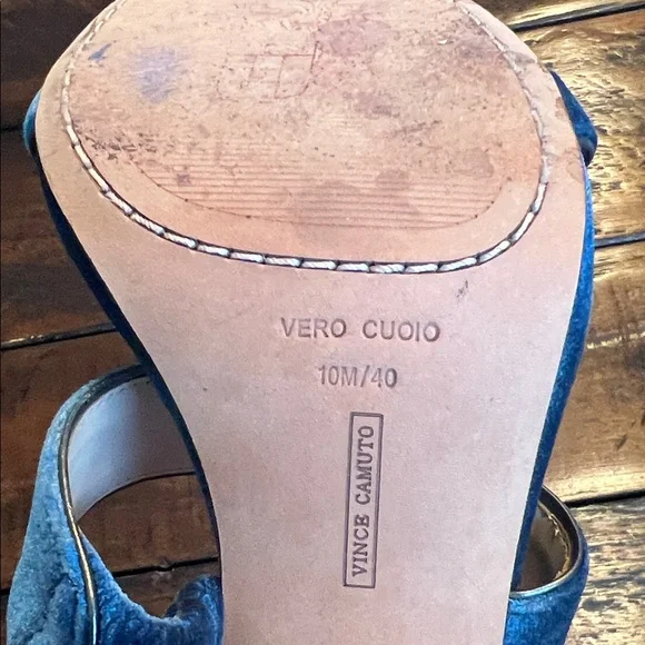 Vince Camuto Robeka Blue Velvet Heeled Sandals - Picture 9 of 10